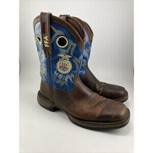 Durango Rebel 11" Western Boots Mens 10W FFA Blue Embroidered Brown Leather